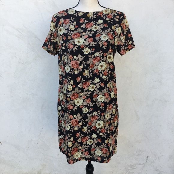 GLAMOROUS Floral Mini  Black Dress Size M - Picture 1 of 4